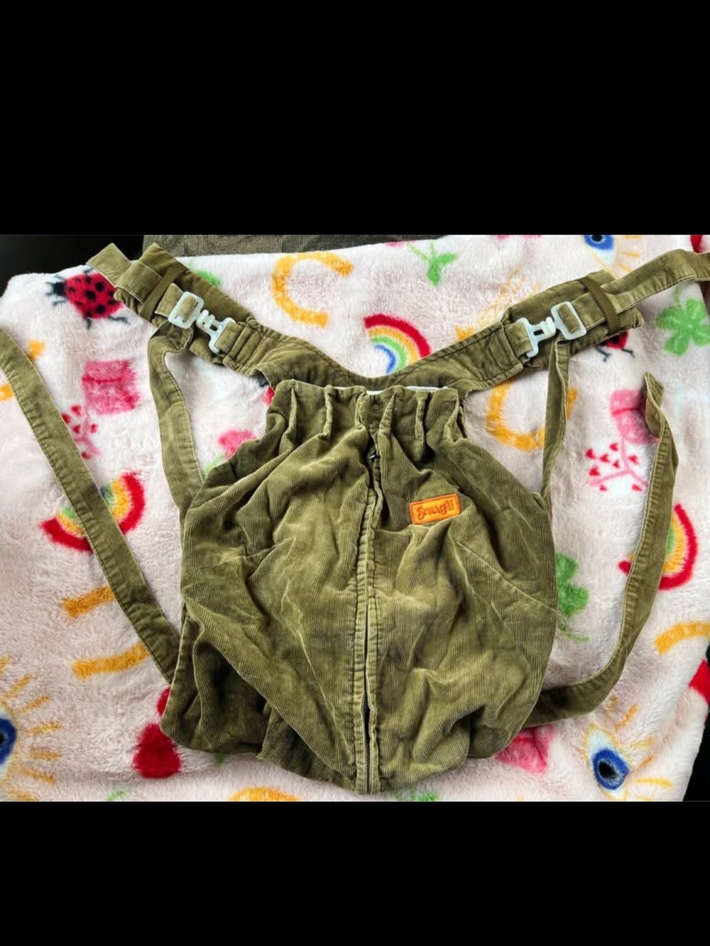 Olive Green Corduroy Snugli Baby pack